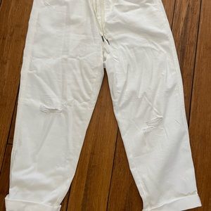 American Eagle white drawstring jeans